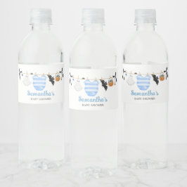 Blue Little Boo Baby shower Waterfles Etiket