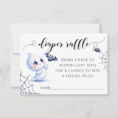 Blue Little Boo Bow Baby shower Luier Raffle Kaart (Voorkant)