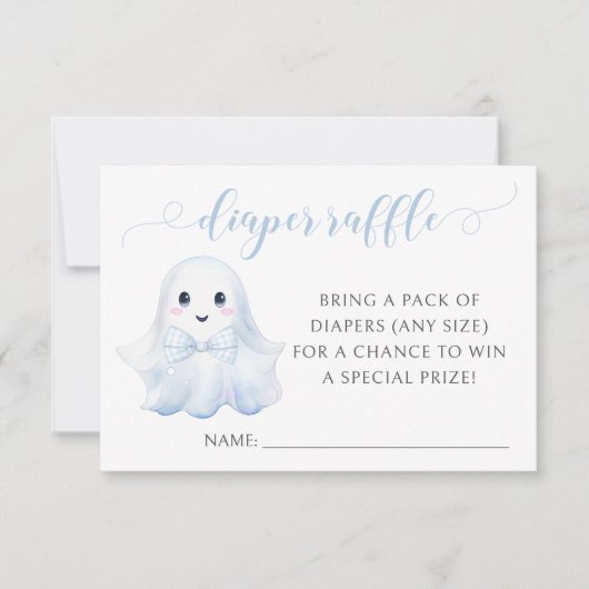 Blue Little Boo Bow Baby shower Luier Raffle Kaart (Voorkant)