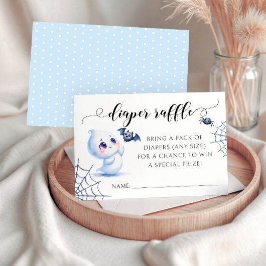 Blue Little Boo Bow Baby shower Luier Raffle Kaart