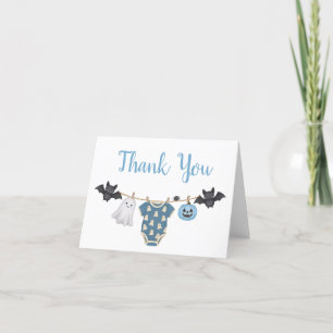 Blue Little Boo Clothesline Baby shower Bedankkaart