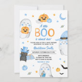 Blue Little Boo Ghost Baby shower Kaart (Voorkant)