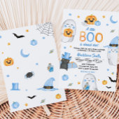 Blue Little Boo Ghost Baby shower Kaart