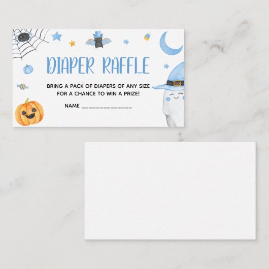 Blue Little Boo Ghost Baby shower Luier Raffle Informatiekaartje (Voorkant / Achterkant)