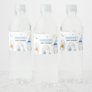 Blue Little Boo Ghost Baby shower Waterfles Etiket