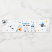 Blue Little Boo Ghost Baby shower Waterfles Etiket (Enkel label)