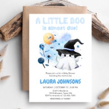 Blue Little Boo Ghost Witch Baby shower