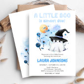 Blue Little Boo Ghost Witch Baby shower Kaart