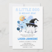 Blue Little Boo Ghost Witch Baby shower Kaart (Voorkant)