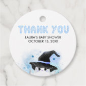 Blue Little Boo Ghost Witch Baby shower Rond Bedankjes Labels (Voorkant)