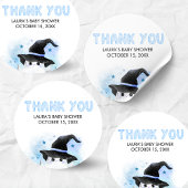 Blue Little Boo Ghost Witch Baby Shower Ronde Sticker