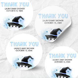 Blue Little Boo Ghost Witch Baby Shower Ronde Sticker