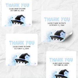 Blue Little Boo Ghost Witch Baby Shower Vierkante Sticker