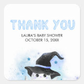 Blue Little Boo Ghost Witch Baby Shower Vierkante Sticker (Voorkant)