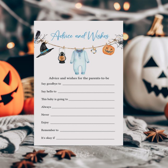 Blue Little Boo Halloween advies en wensen spel (Halloween Baby Clothes Baby Shower Advice and Wishes Game)