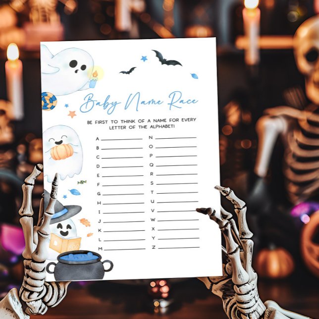 Blue Little Boo Halloween Baby Naam Race Game (Blue Little Boo Baby Shower Baby Name Race Game)