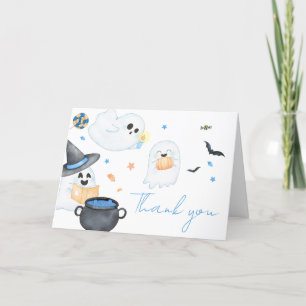 Blue Little Boo Halloween Baby shower Bedankkaart