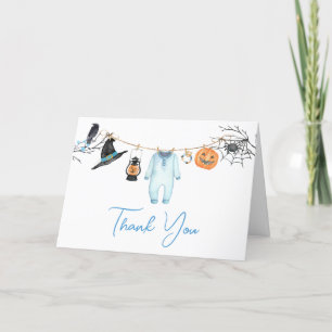 Blue Little Boo Halloween Baby shower Bedankkaart