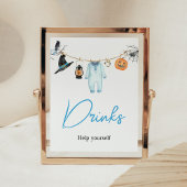 Blue Little Boo Halloween Baby shower Drinken Poster