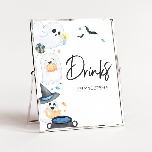Blue Little Boo Halloween Baby shower Drinken Poster