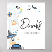 Blue Little Boo Halloween Baby shower Drinken Poster (Voorkant)