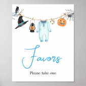 Blue Little Boo Halloween Baby shower Favorieten Poster (Voorkant)