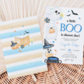 Blue Little Boo Halloween Baby shower Kaart