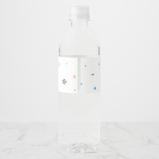 Blue Little Boo Halloween Baby shower Waterfles Etiket (Achterkant)