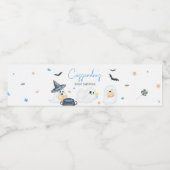 Blue Little Boo Halloween Baby shower Waterfles Etiket (Enkel label)