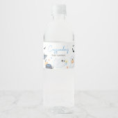 Blue Little Boo Halloween Baby shower Waterfles Etiket (Voorkant)