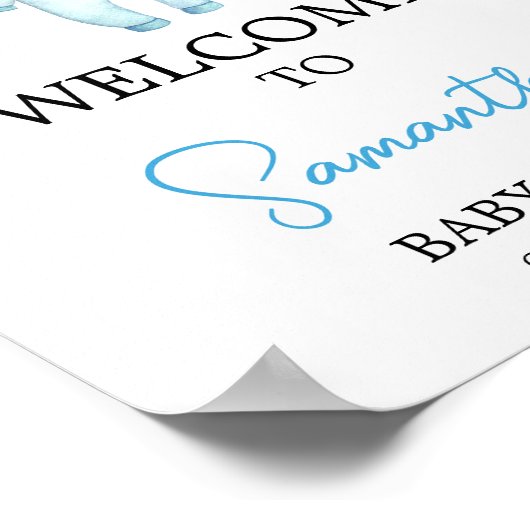 Blue Little Boo Halloween Baby shower Welkom Poster (Hoek)