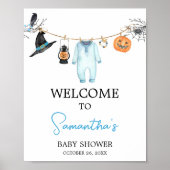 Blue Little Boo Halloween Baby shower Welkom Poster (Voorkant)