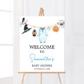 Blue Little Boo Halloween Baby shower Welkom Poster