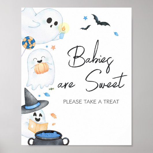 Blue Little Boo Halloween baby's zijn zoet Poster (Voorkant)