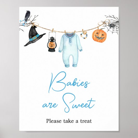 Blue Little Boo Halloween baby's zijn zoet Poster (Voorkant)