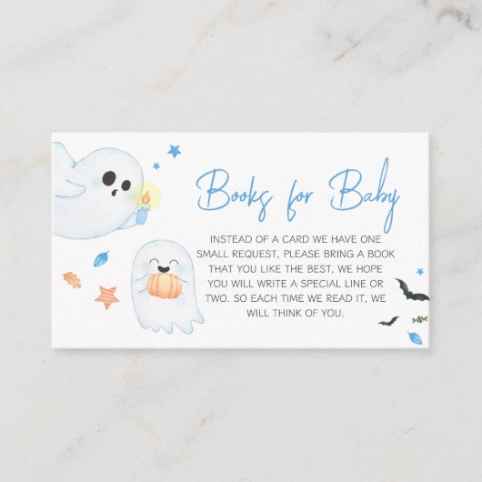 Blue Little Boo Halloween Boeken voor Baby Informatiekaartje (Voorkant)