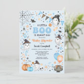 Blue Little Boo Halloween Ghost Boy Baby shower Kaart (Staand voorkant)