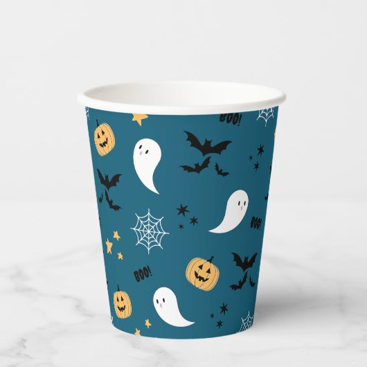 Blue Little Boo Halloween Ghost Papieren Bekers (Voorkant)