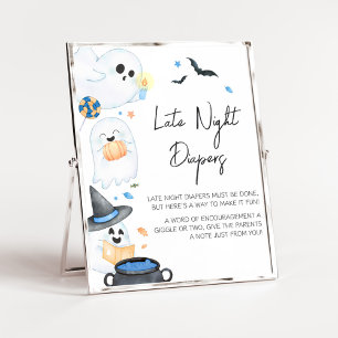 Blue Little Boo Halloween Late Night Luiers Poster
