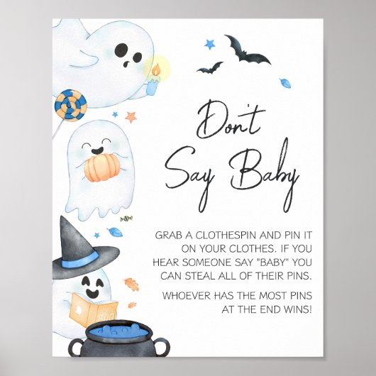 Blue Little Boo Halloween Zeg geen Baby Poster (Voorkant)