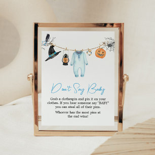 Blue Little Boo Halloween Zeg geen Baby Poster