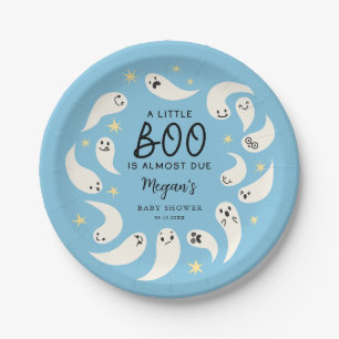Blue Little Boo oktober Baby shower Papieren Bordje