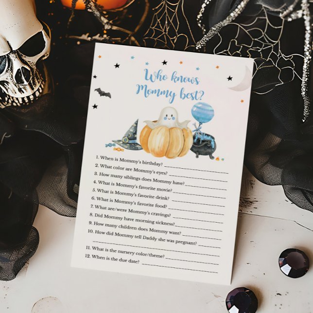 Blue Little Boo Pumpkin Wie kent mama het beste sp (Pumpkin Halloween Baby Shower Who knows Mommy Best Game )