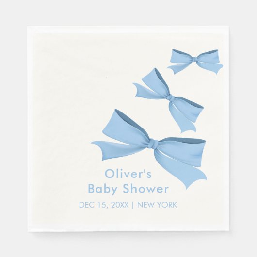 Blue Little Bow Lijst Boy Baby shower Servet (Voorkant)