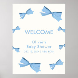 Blue Little Bow Lijst Boy Baby shower Welkom Poster