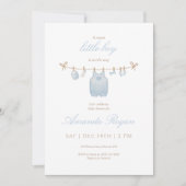 Blue Little Boy Baby Shower Invitation Kaart (Voorkant)