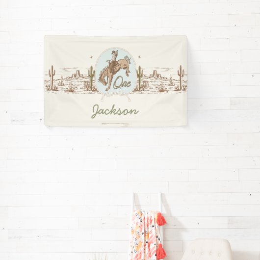  Blue Little Buckaroo Rodeo 1st Birthday Spandoek (Insitu)