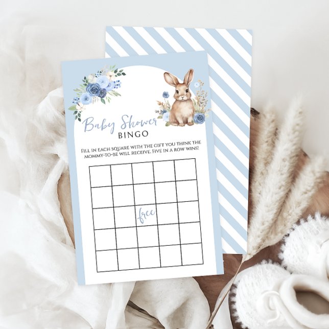 Blue Little Bunny Boho Baby Boy Shower Game Bingo (Creator heeft geüpload)