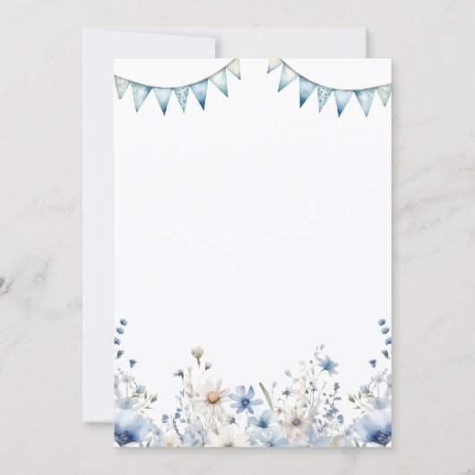 Blue Little Bunny First Birthday Invitation Kaart (Achterkant)