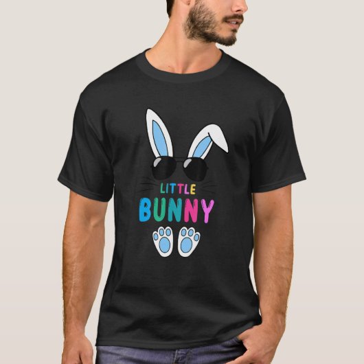 Blue Little Bunny Happy Easter Day Wearing Sunglas T-shirt (Voorkant)